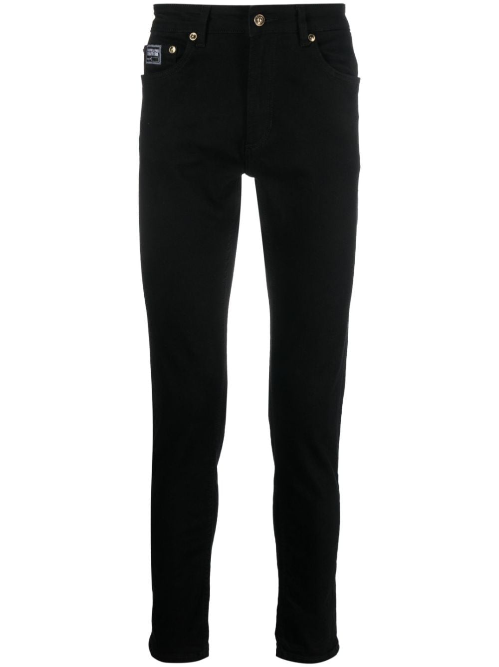 logo-patch cotton trousers - 1