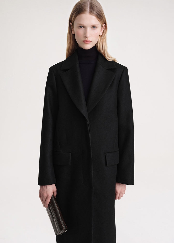 Shearling-collar coat black - 5