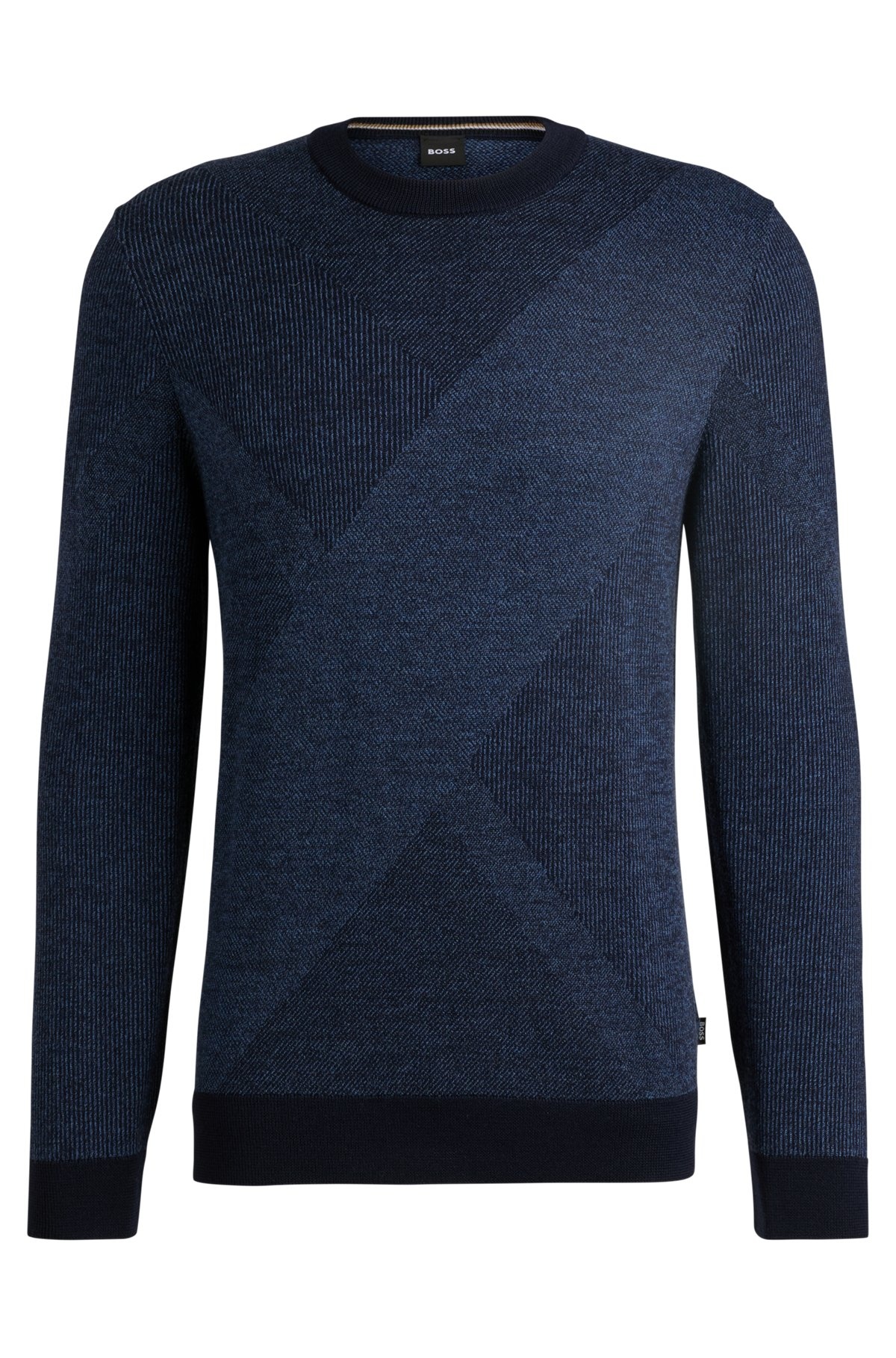 VIRGIN-WOOL SWEATER WITH TWO-TONE JACQUARD PATTERN - 1
