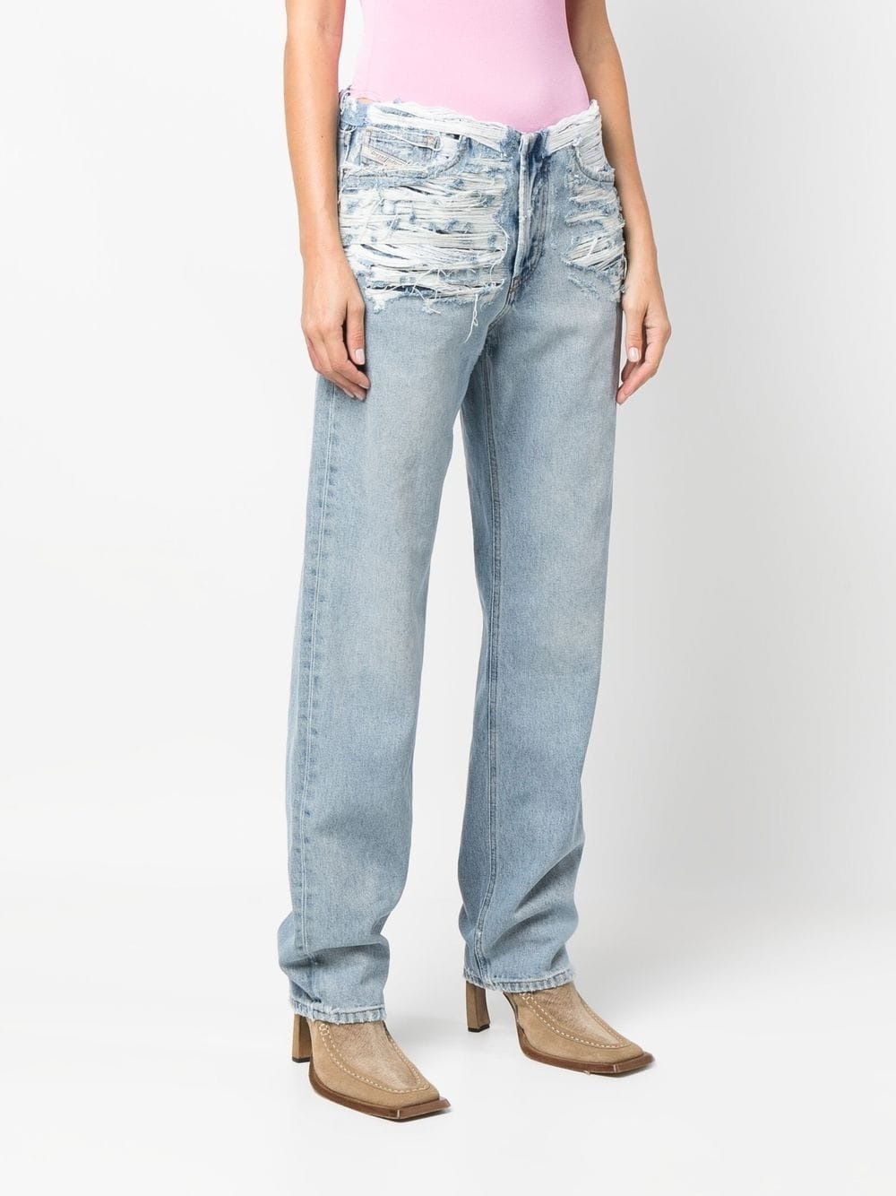 mid-rise ripped-detail jeans - 3