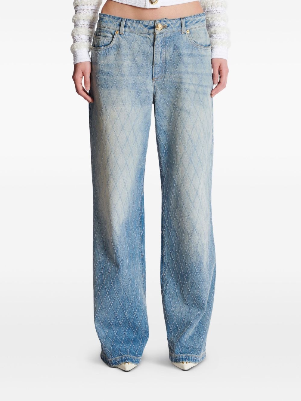 diamond-stitched jeans - 5