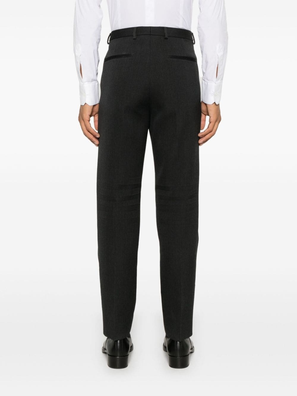 logo-embroidered wool trousers - 4