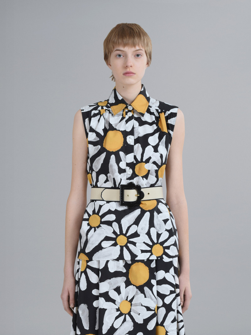 Marni WHITE AND BLACK JACQUARD FLOWER BELT outlook