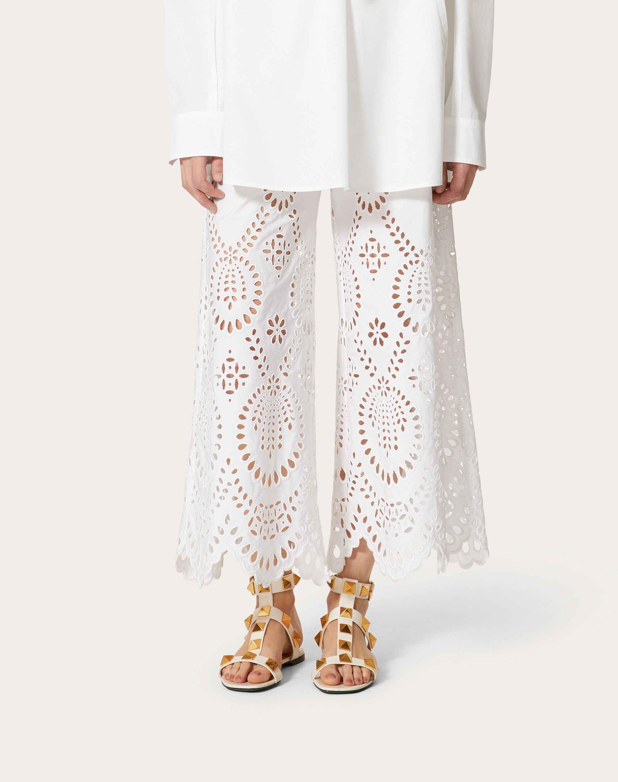 VALENTINO SAN GALLO EDITION COTTON POPLIN PANTS - 3