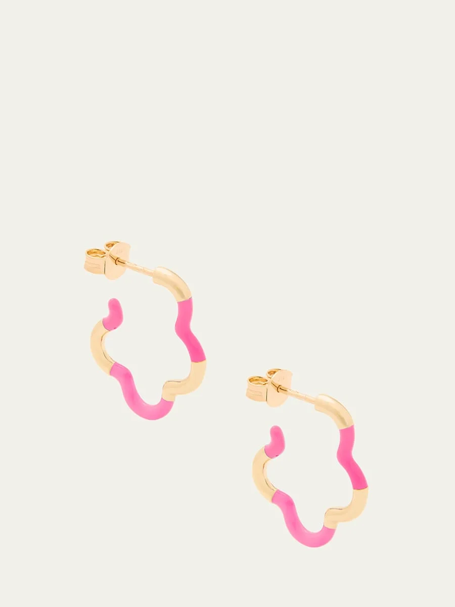 Bubble Gum Pink Enamel Mini Earrings - 1