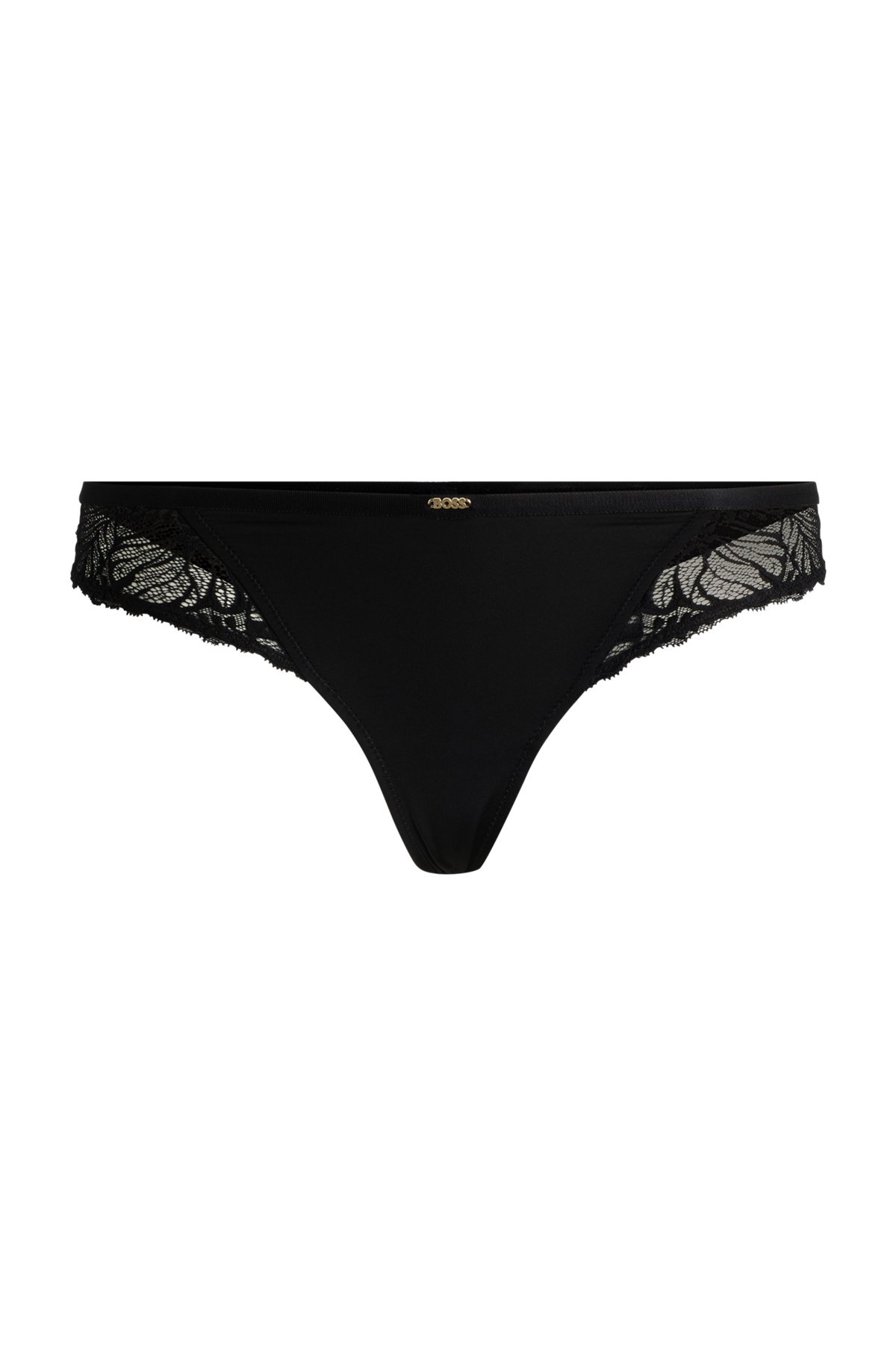 STRETCH-LACE BRAZILIAN BRIEFS WITH LOGO TRIM - 1