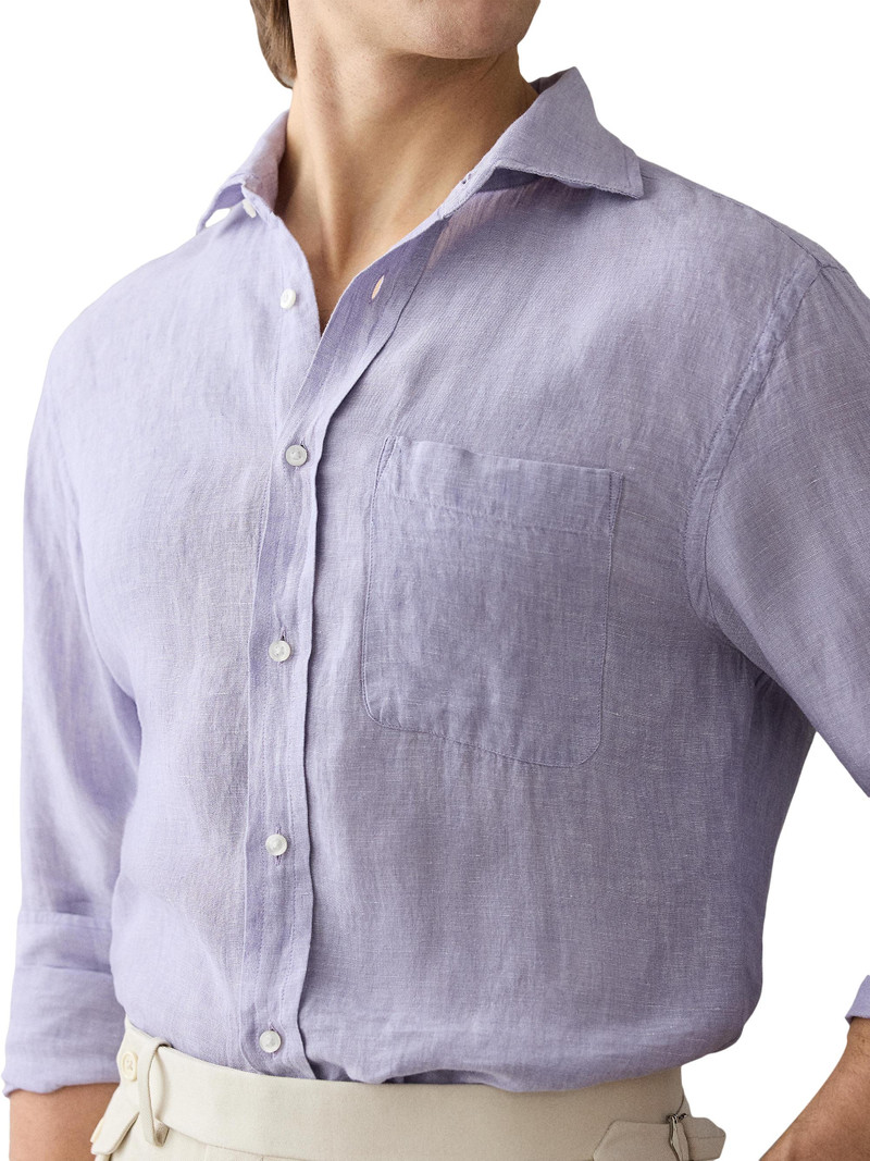 Men's Linen Chambray Shirt - Wisteria Purple 7