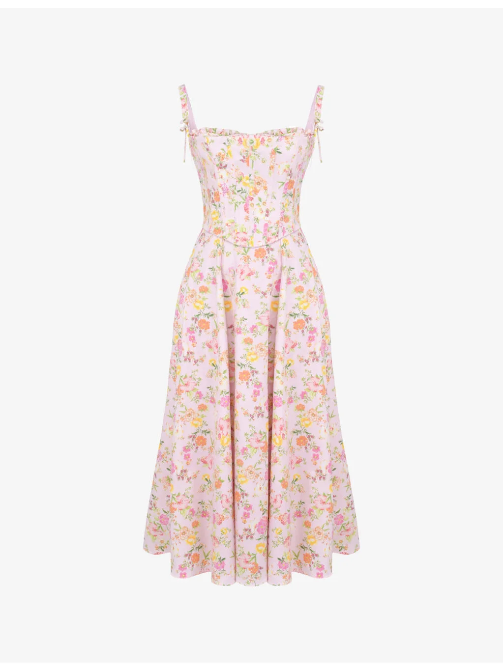 Clarabelle corseted floral-print stretch-woven midi dress - 1