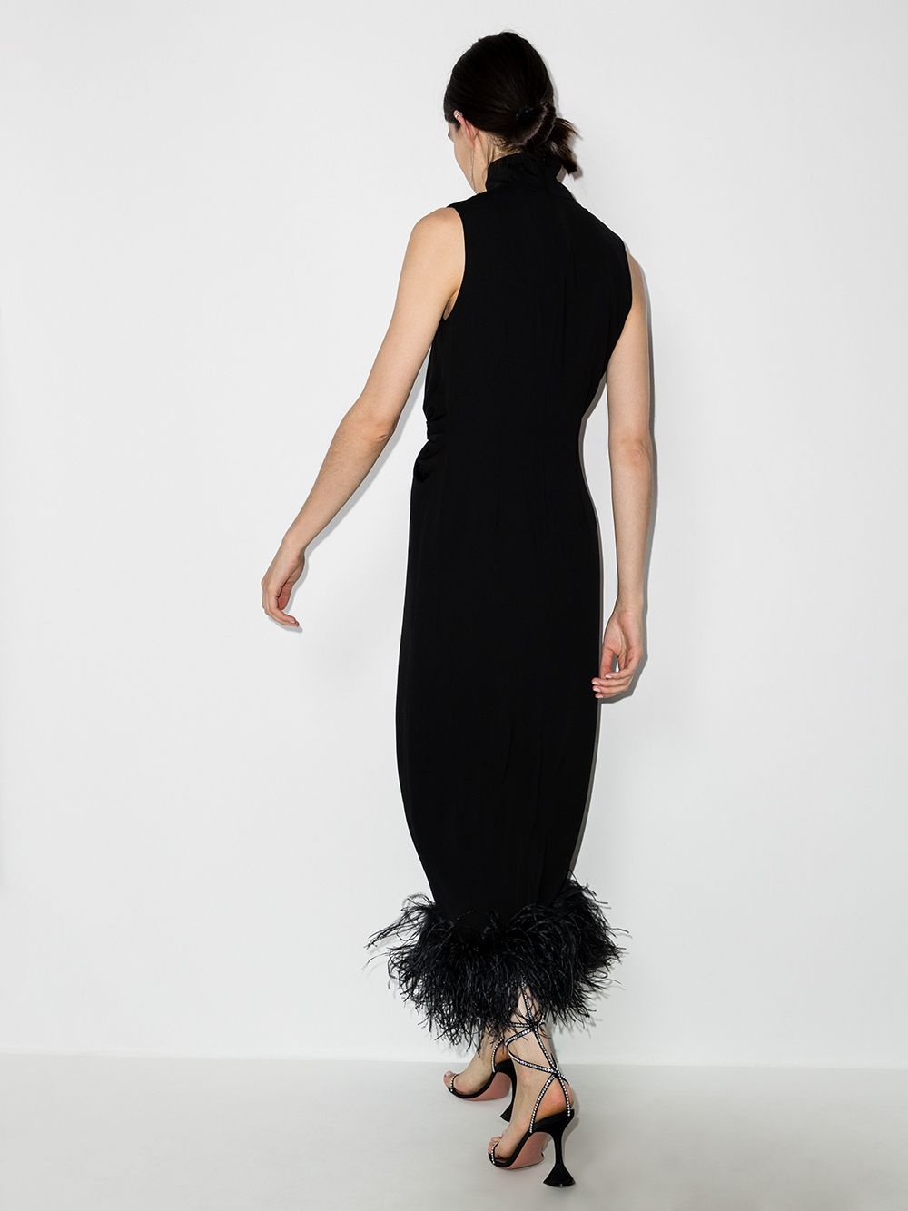 Maika feather-embellished sleeveless gown - 3