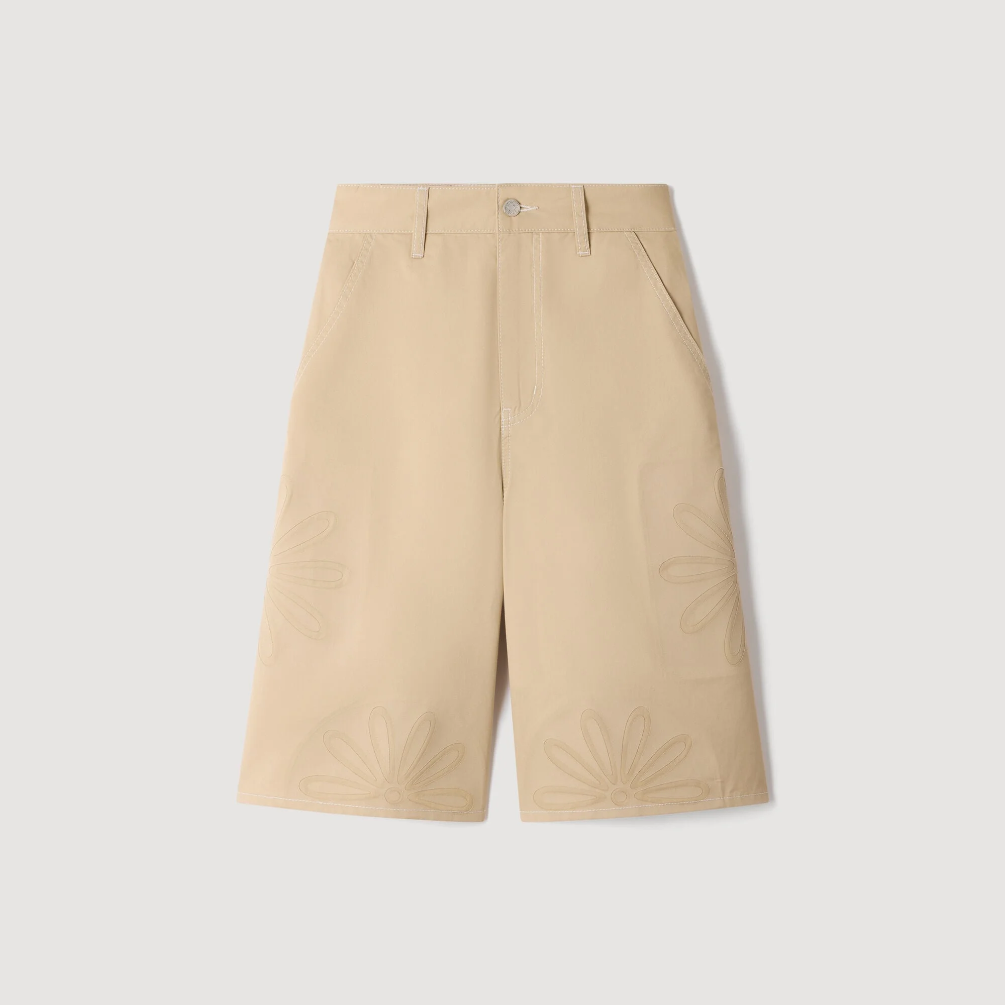 COTTON BERMUDAS WITH FLOWER DETAILS - 1