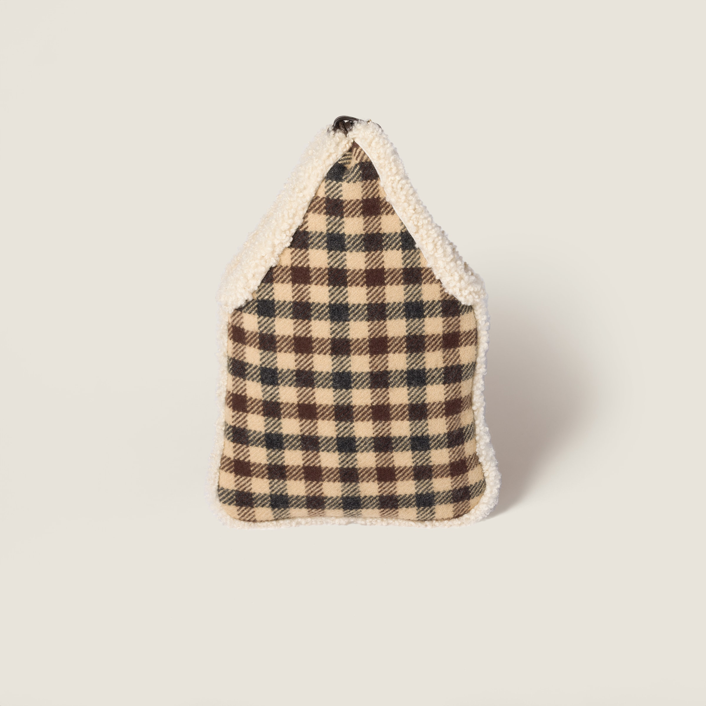 Gingham and shearling handbag - 4