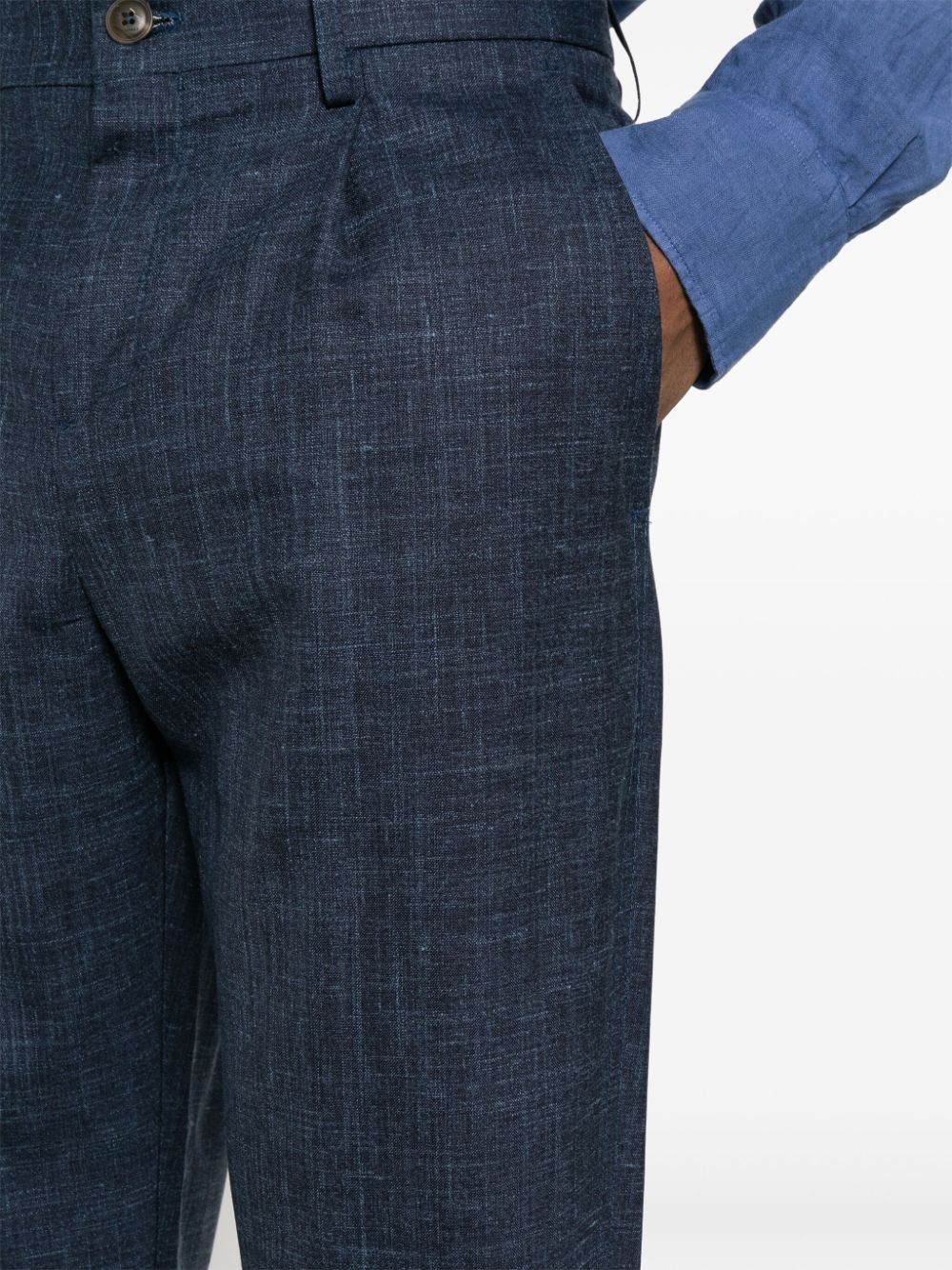 chambray wool-blend trousers - 5