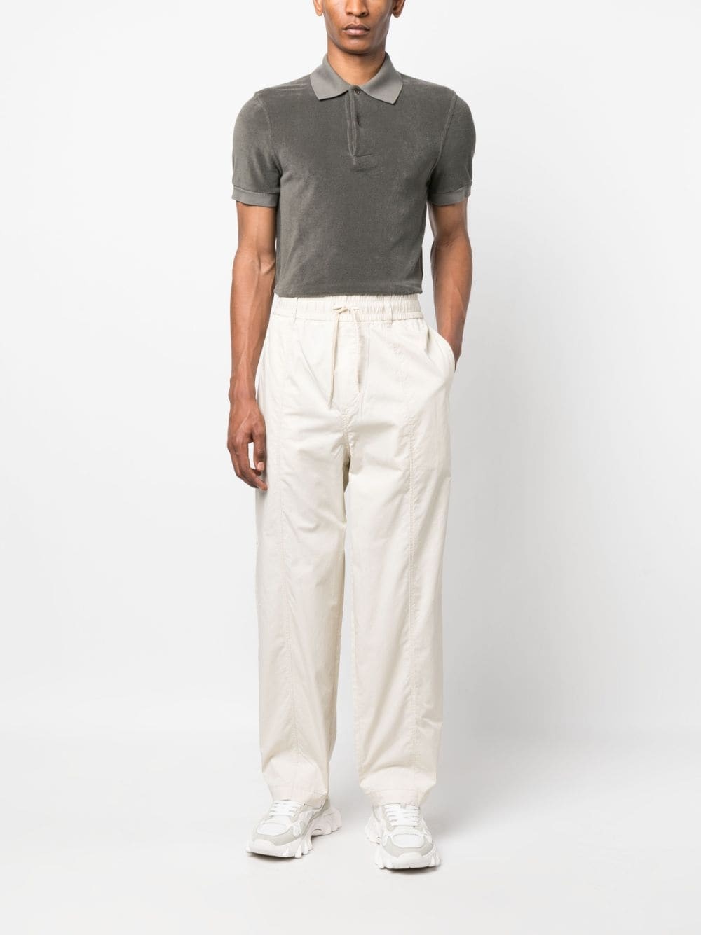 panelled drawstring cotton track pants - 2