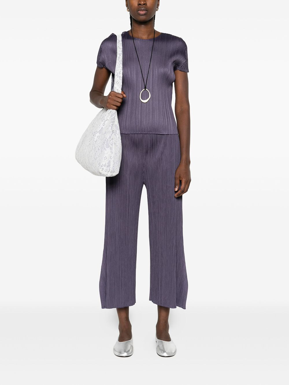 pleated short-sleeved top - 2