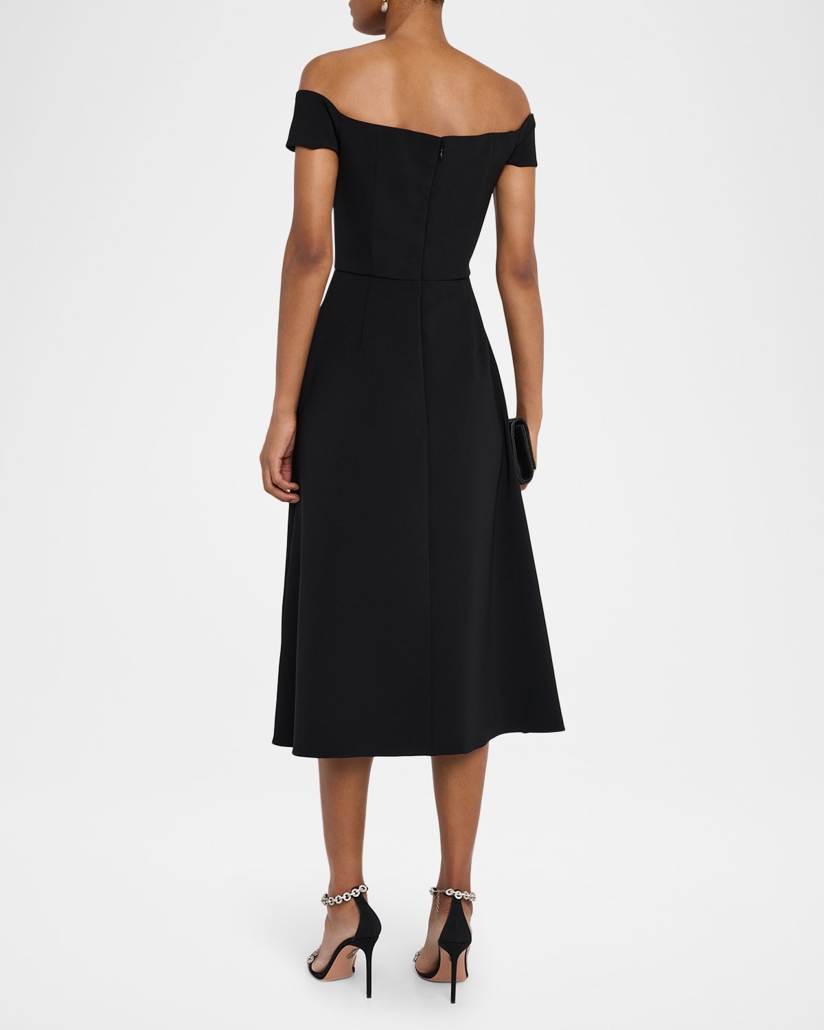 Bow Embellished Off-The-Shoulder Midi Dress - 3