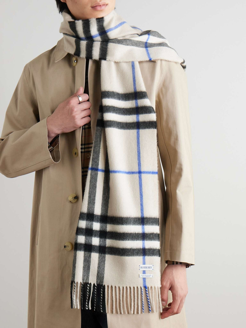 Burberry Fringed Checked Cashmere Scarf outlook