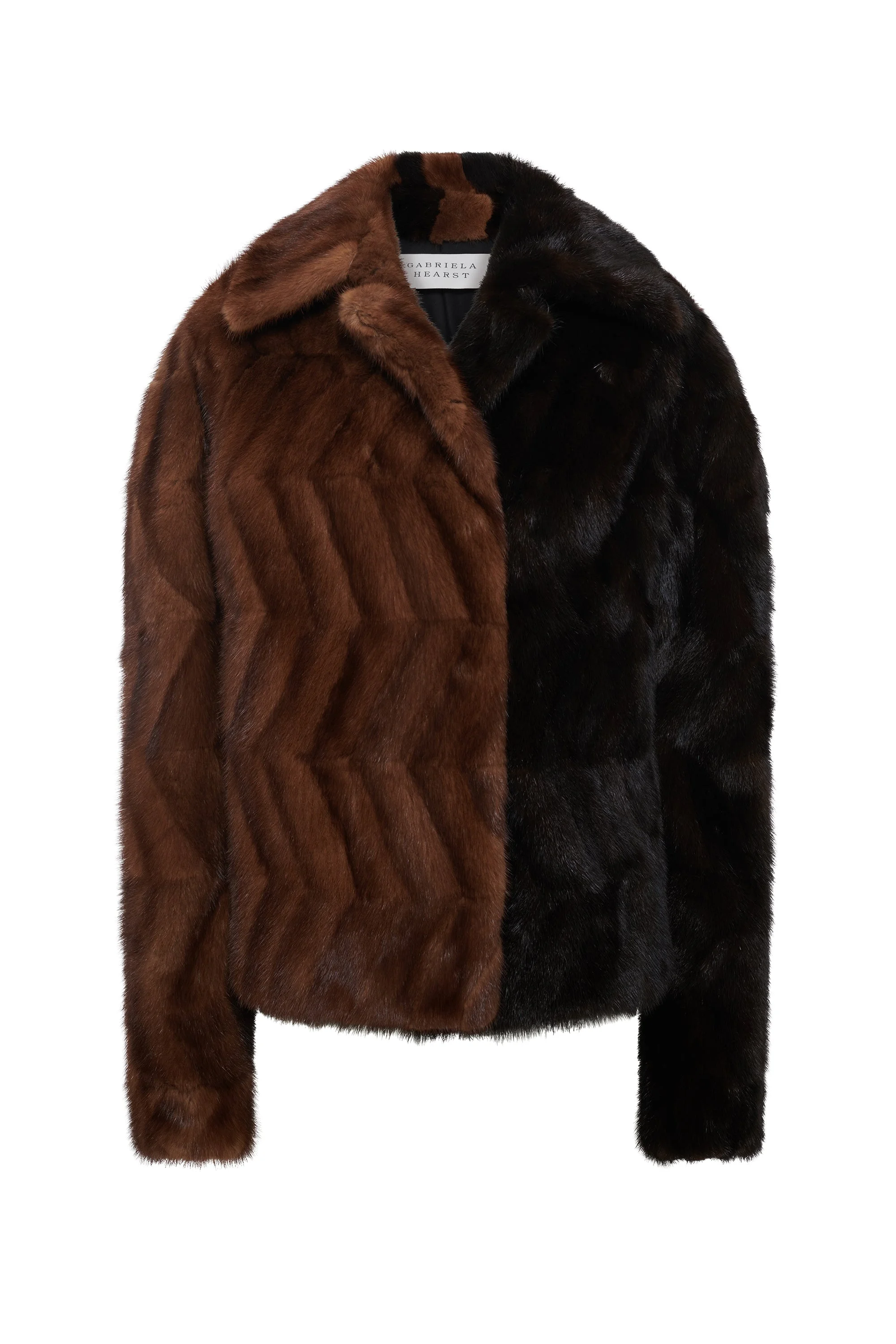 Torstein Coat in Black & Chocolate Recycled Mink Fur - 1