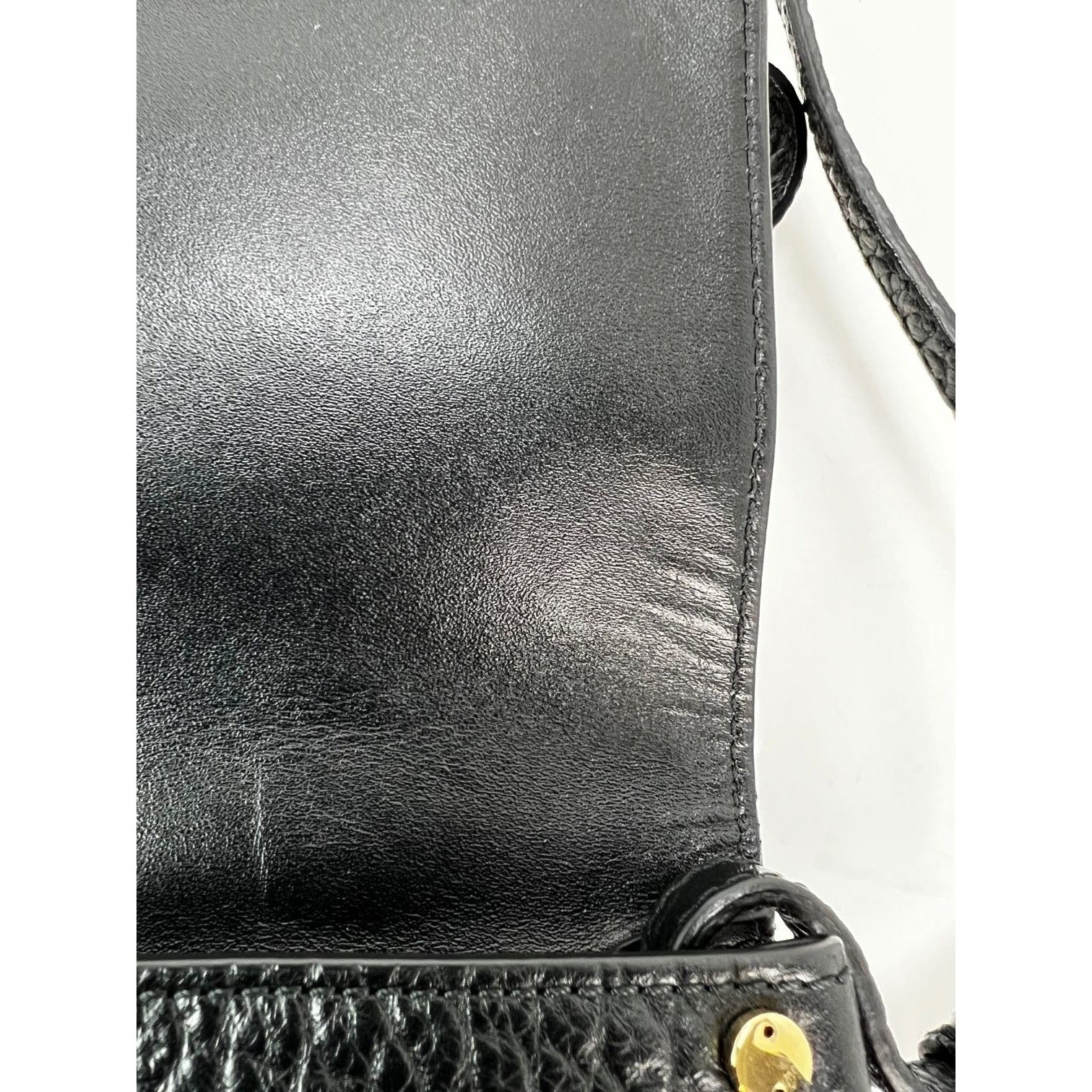 Burberry Signature Grain Leather Check Embossed Langley Black Crossbody - 11