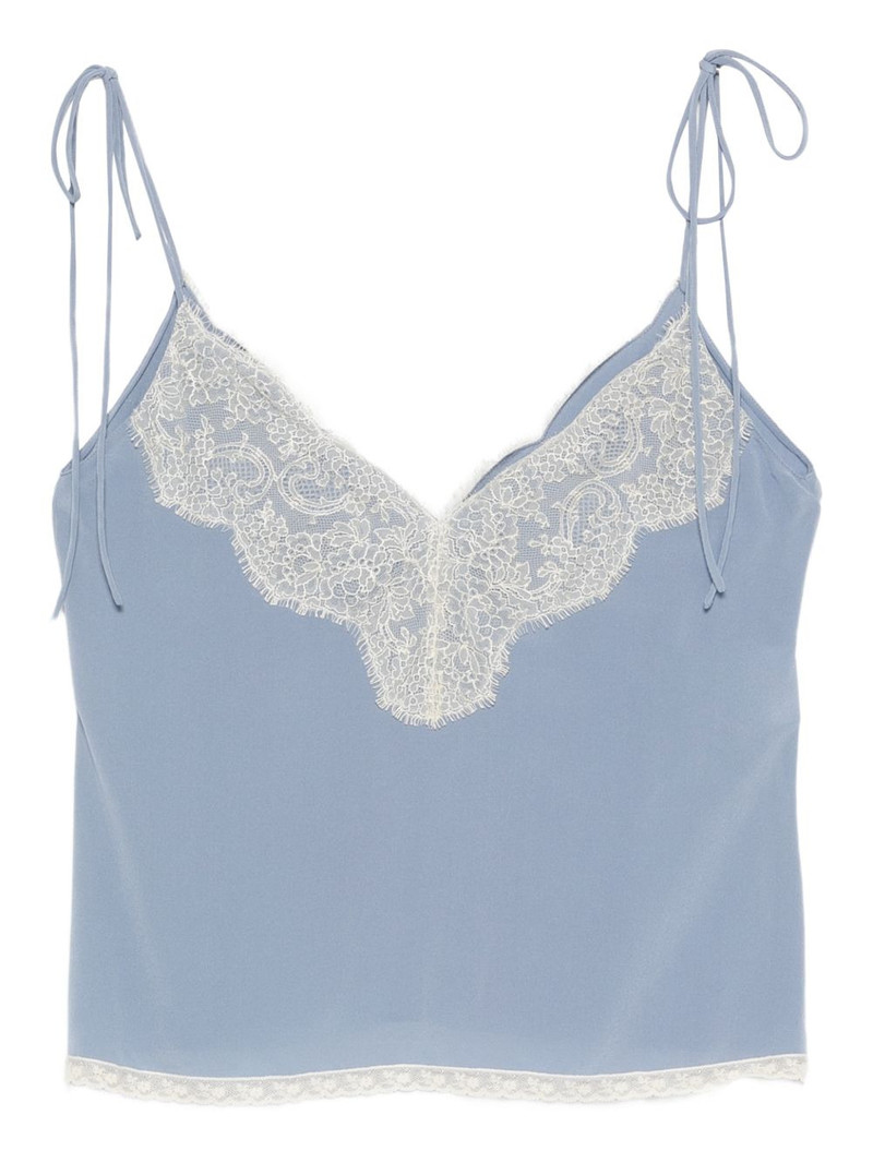 lace-trim V-neck top 1