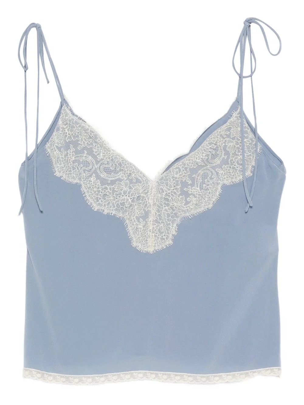 lace-trim V-neck top - 1
