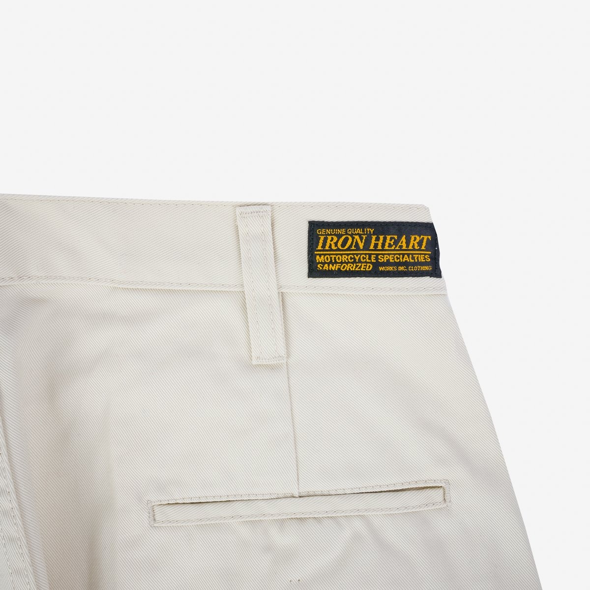 IH-727-IVO 9oz Mercerised Selvedge Cotton Medium/High Rise Tapered Chinos - Ivory - 7