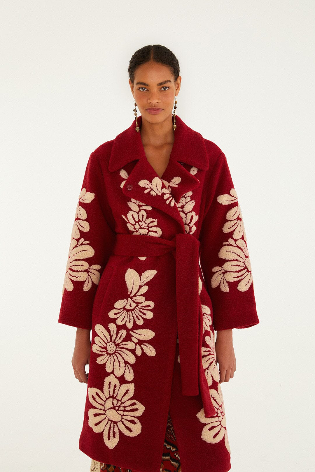 Burgundy Bold Flowers Fleece - 2