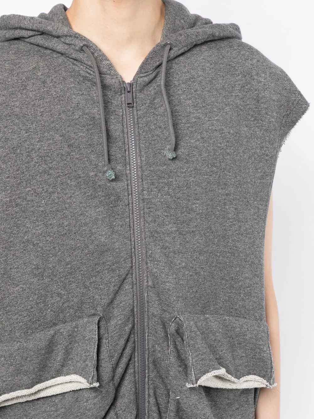 cargo-pocket sleeveless hooded jacket - 5