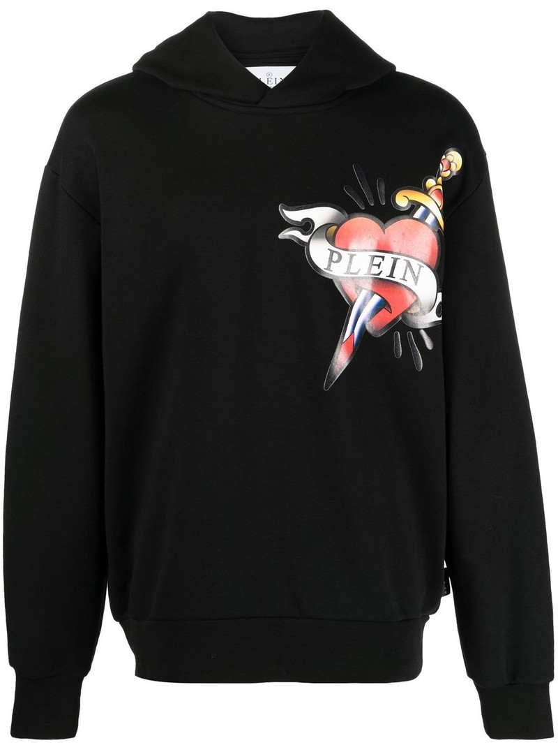 heart & dagger-print hoodie 1