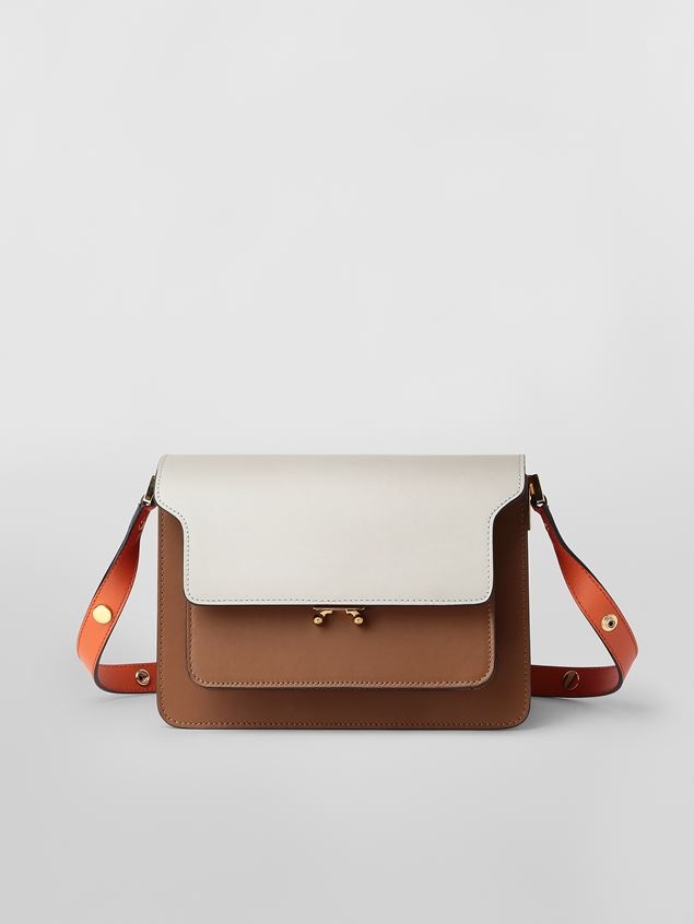 TRUNK BAG IN SMOOTH CALF WHITE BROWN AND ORANGE - 1