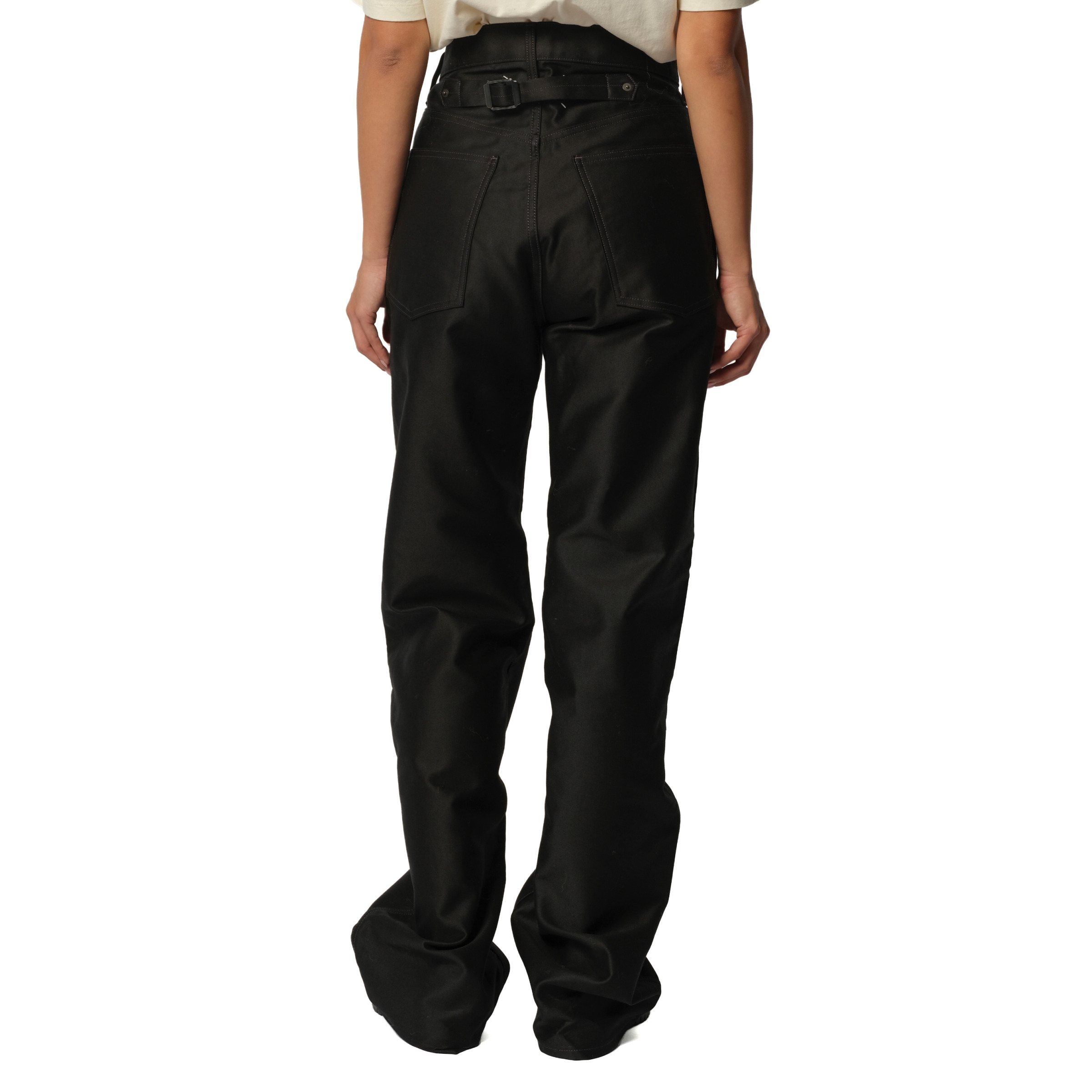 Cotton Satin 5 Pocket Pants in Black - 6