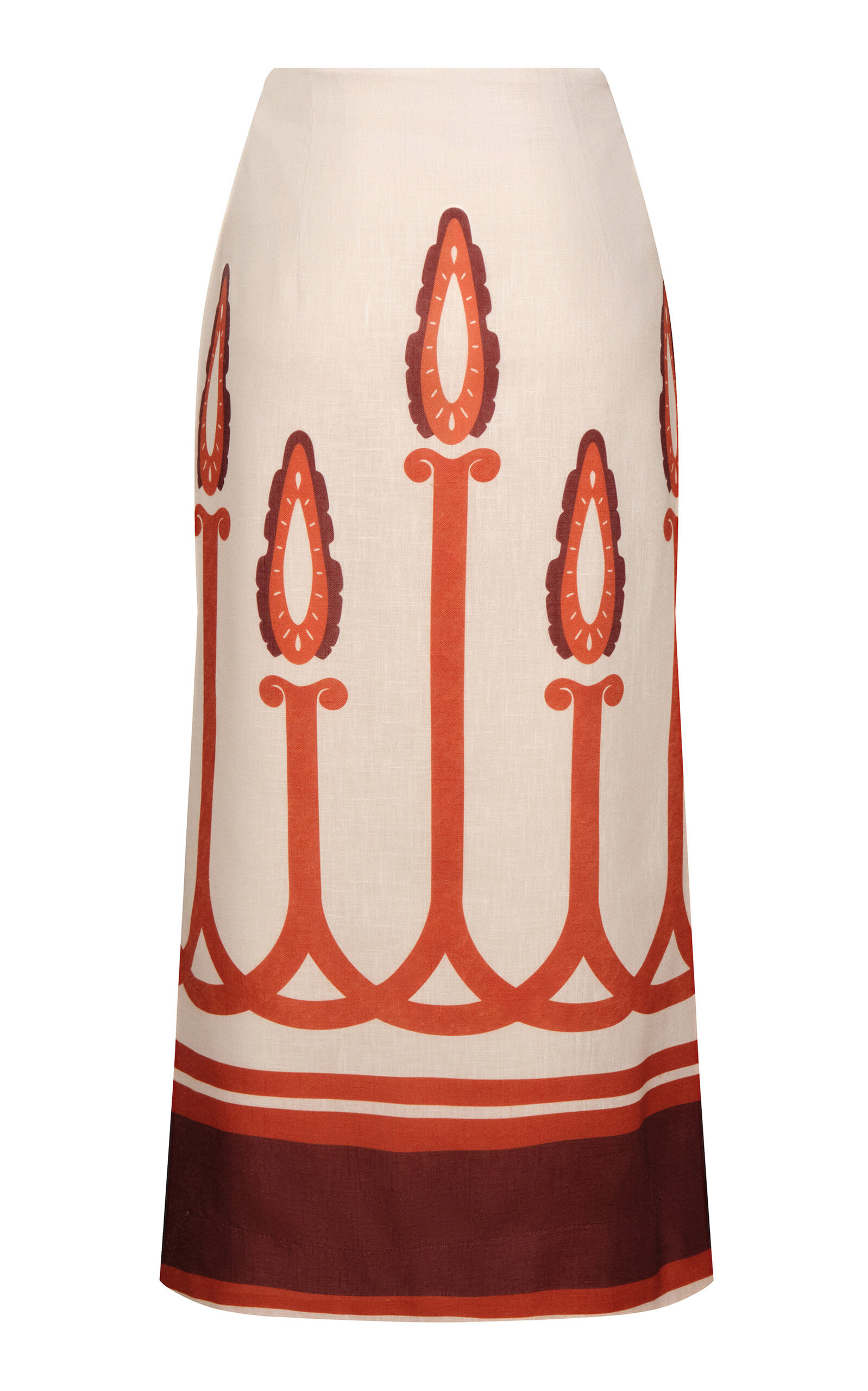Infinito Resplandor Torch-Print Linen Midi Skirt print - 5