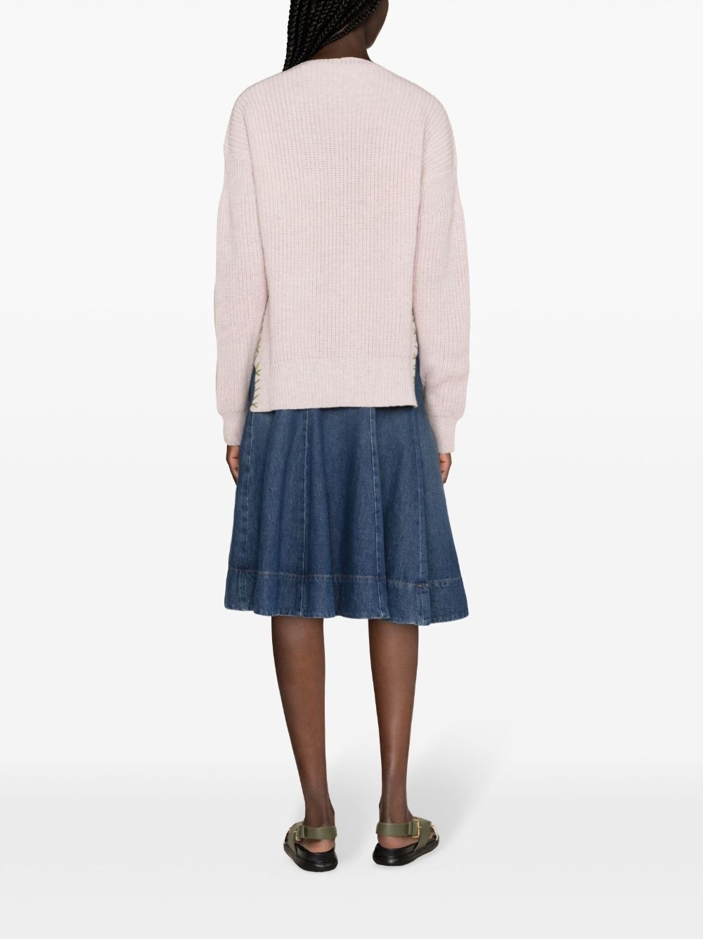 Marni embroidered-logo virgin-wool jumper - Pink