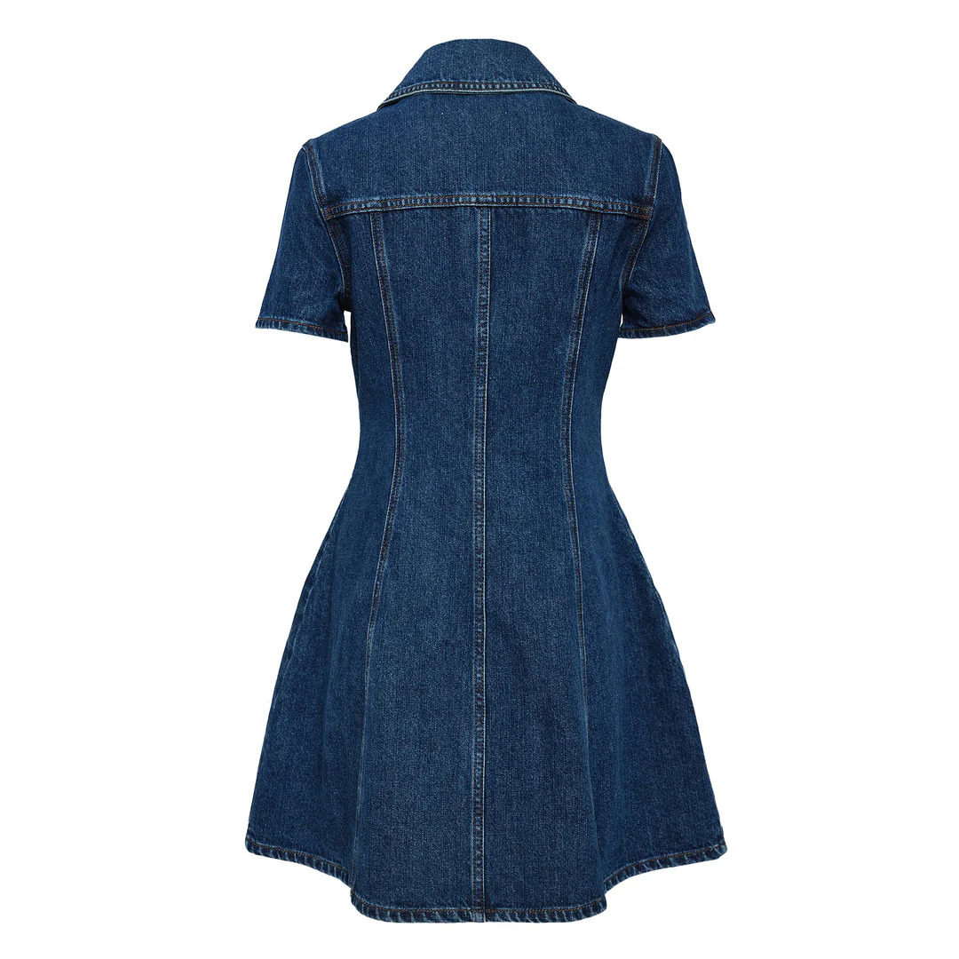 Belted Denim Mini Dress - 2