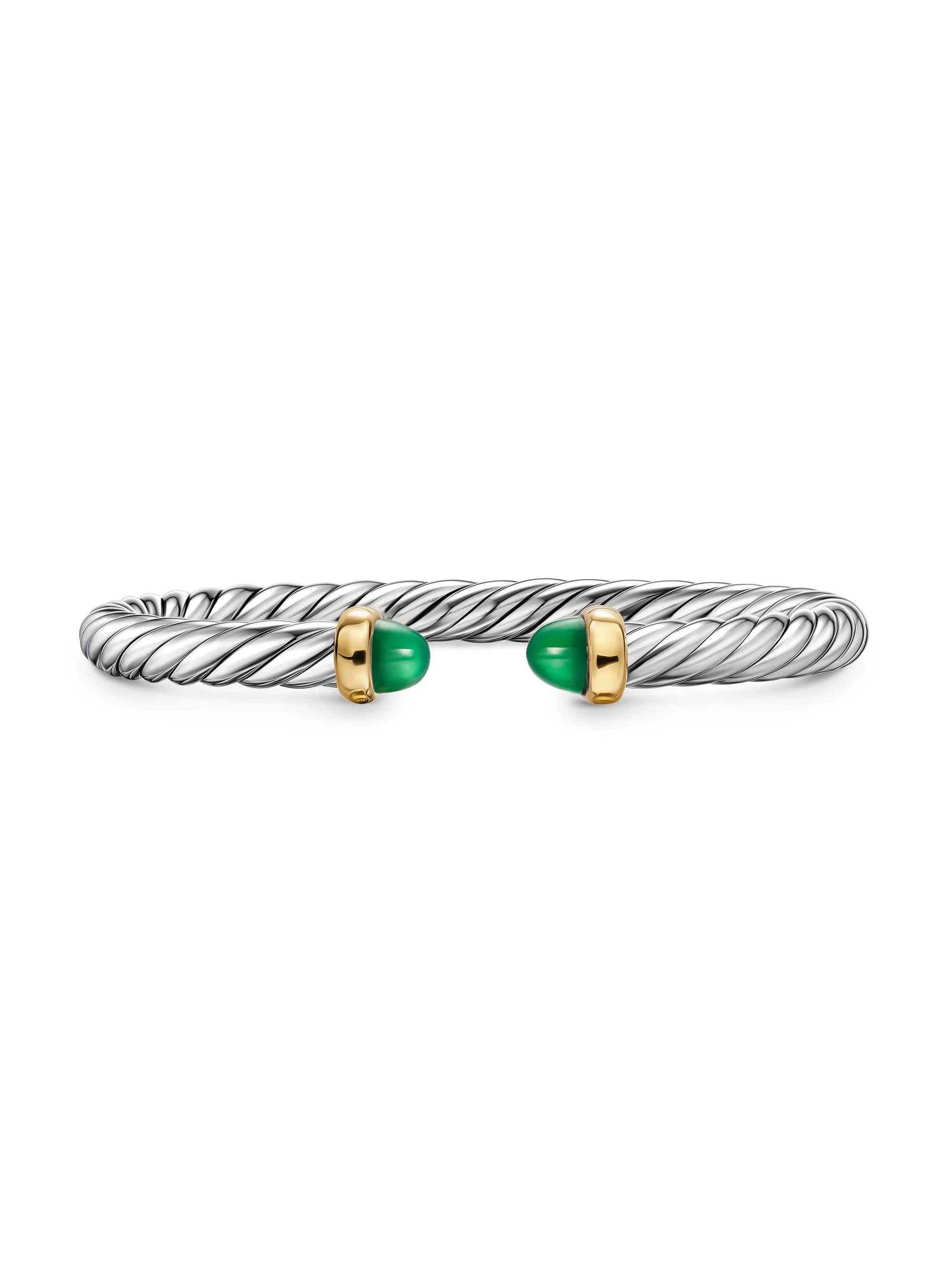Women's Cable Flex Bracelet in Sterling Silver - Green Onyx - 1
