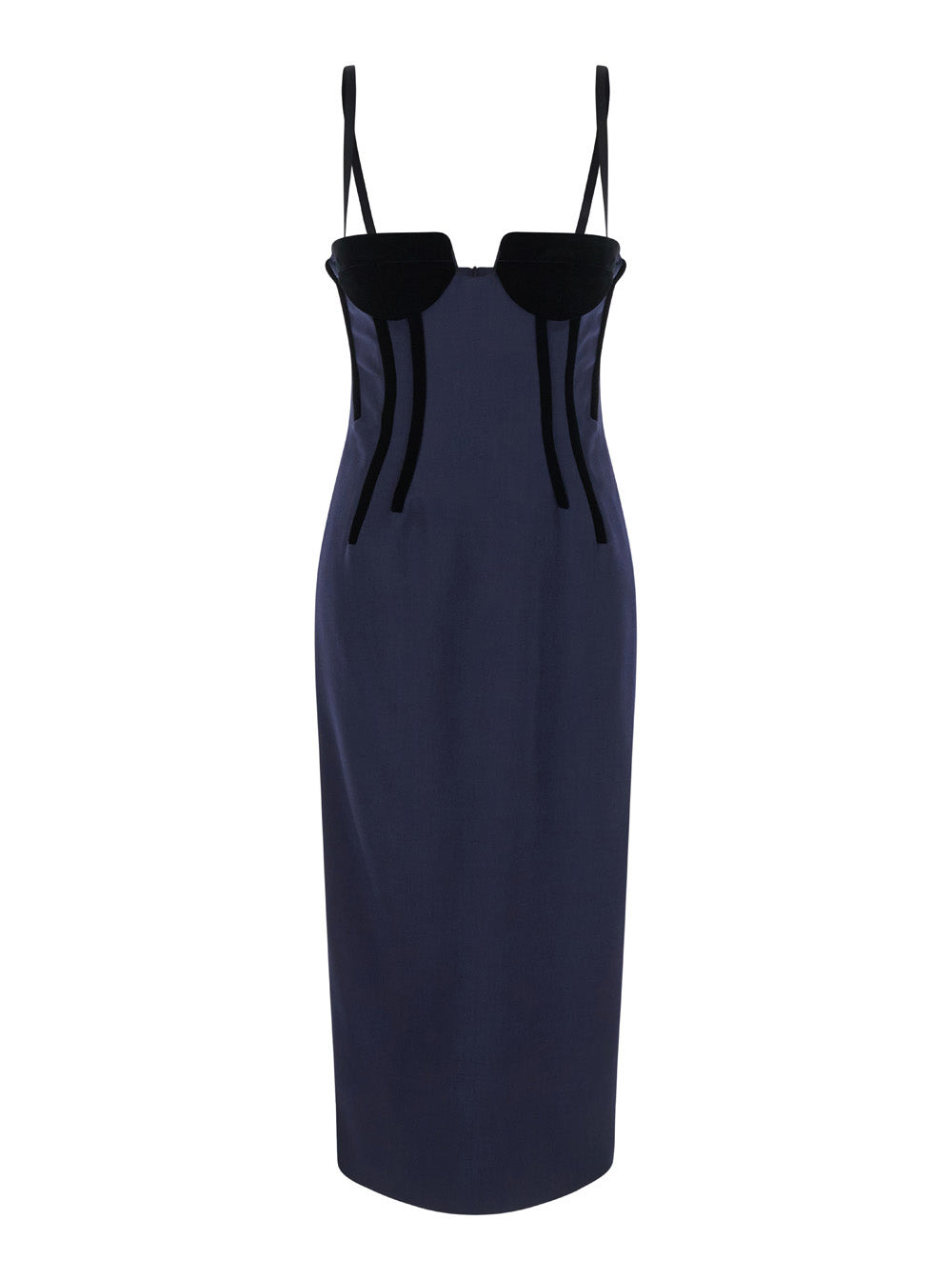Sportmax Women 'Anemone' Blue Midi Dress With Bustier-Style Neckline And Rear Slit In Wool Blend Str - 1