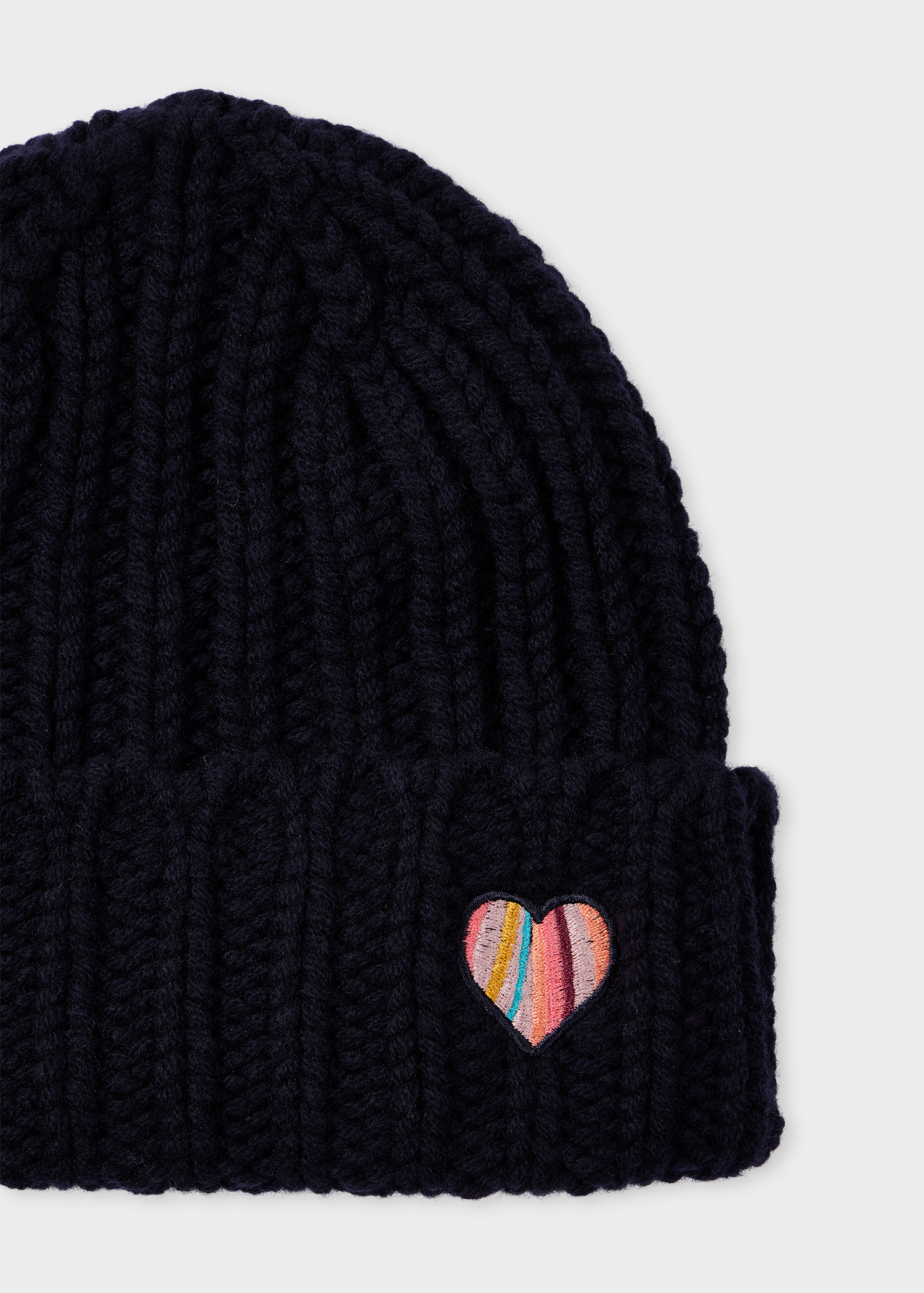 Women's Navy Blue 'Swirl' Heart Beanie Hat - 2
