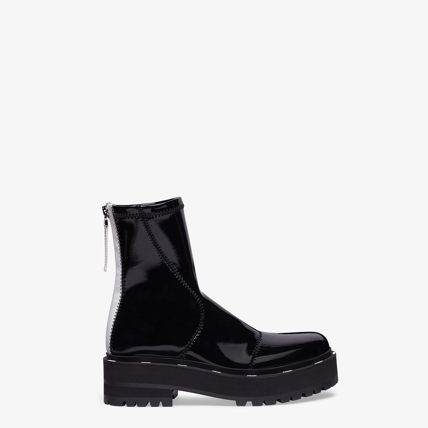 Glossy black neoprene biker boots - 1