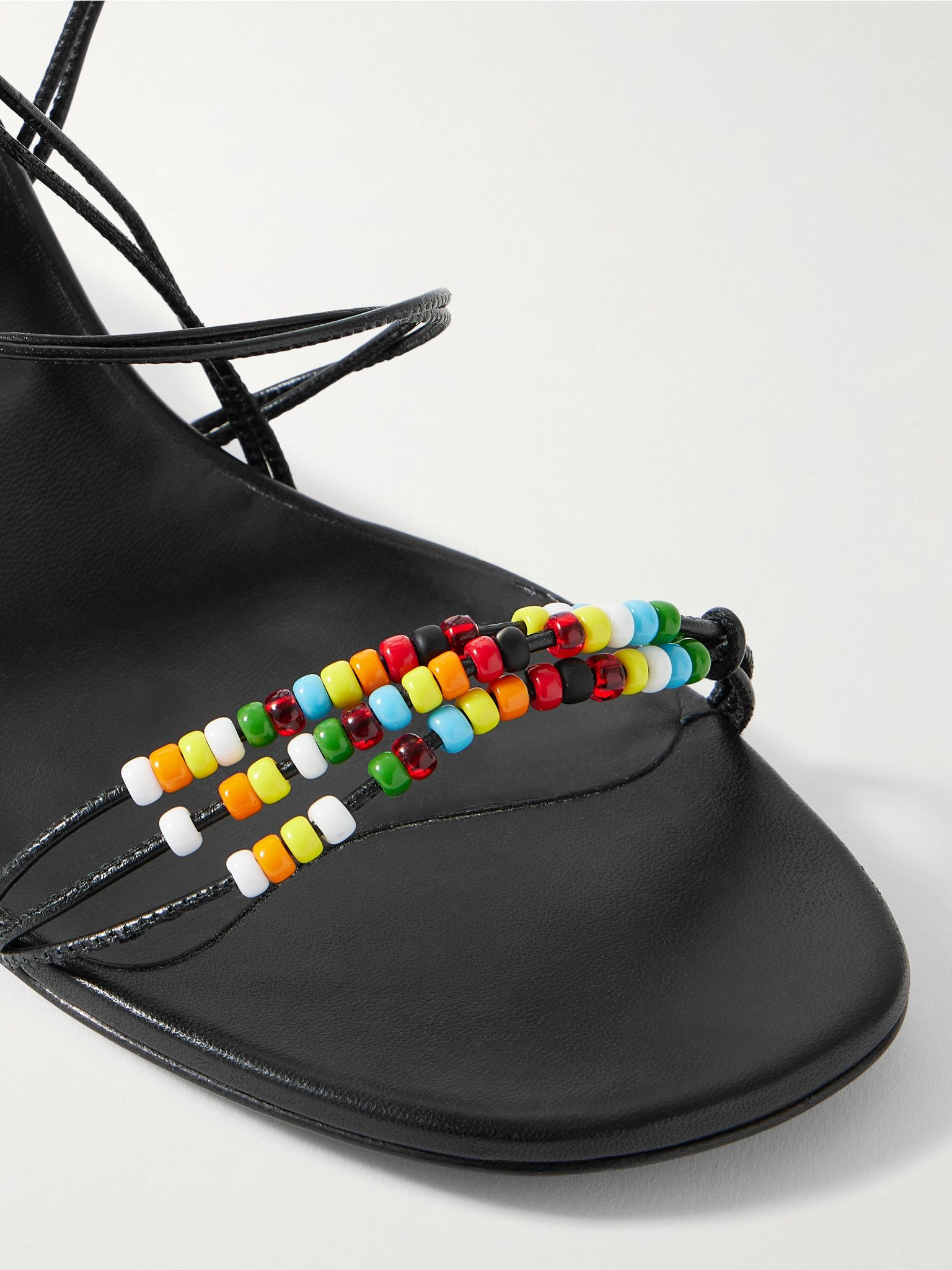 Loop bead-embellished leather sandals Black - 4