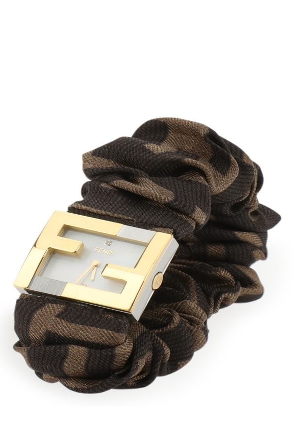 アナログ腕時計 Fendi Stainless steel and black nylon Fendimania Baguette wa FENDI FENDI WOMAN Stainless Steel And Embroidered Nylon