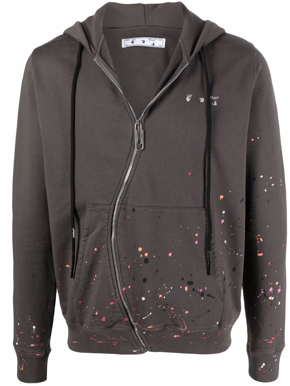 logo-print paint-splatter hoodie - 1