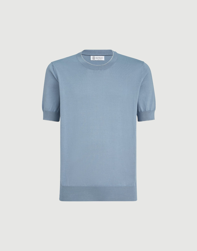 Cotton lightweight knit T-shirt with contrast details 1