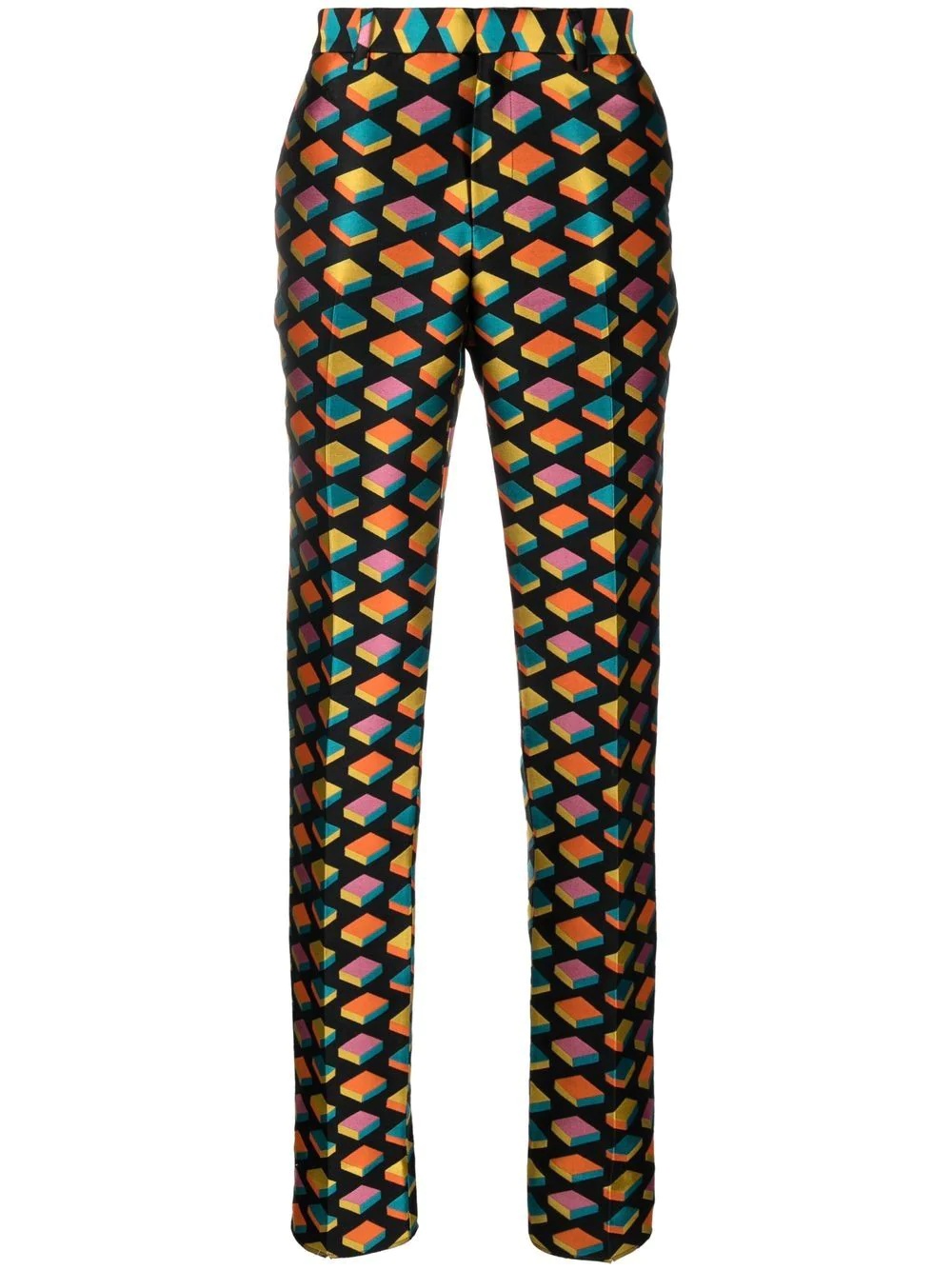 geometric-print straight-leg trousers - 1