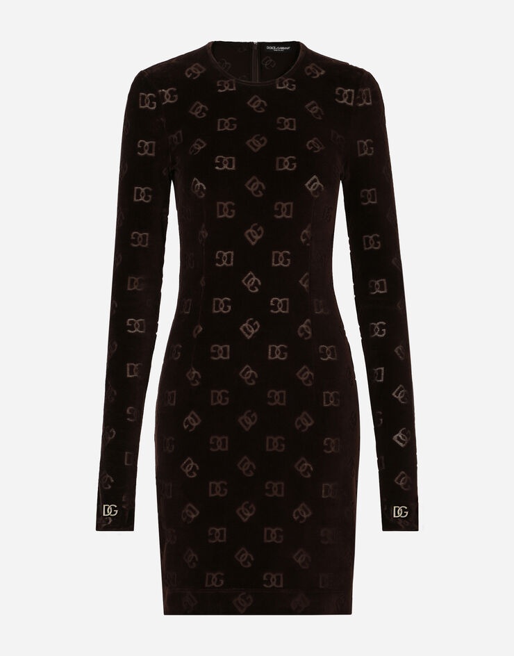 Short chenille jacquard dress with DG logo - 1