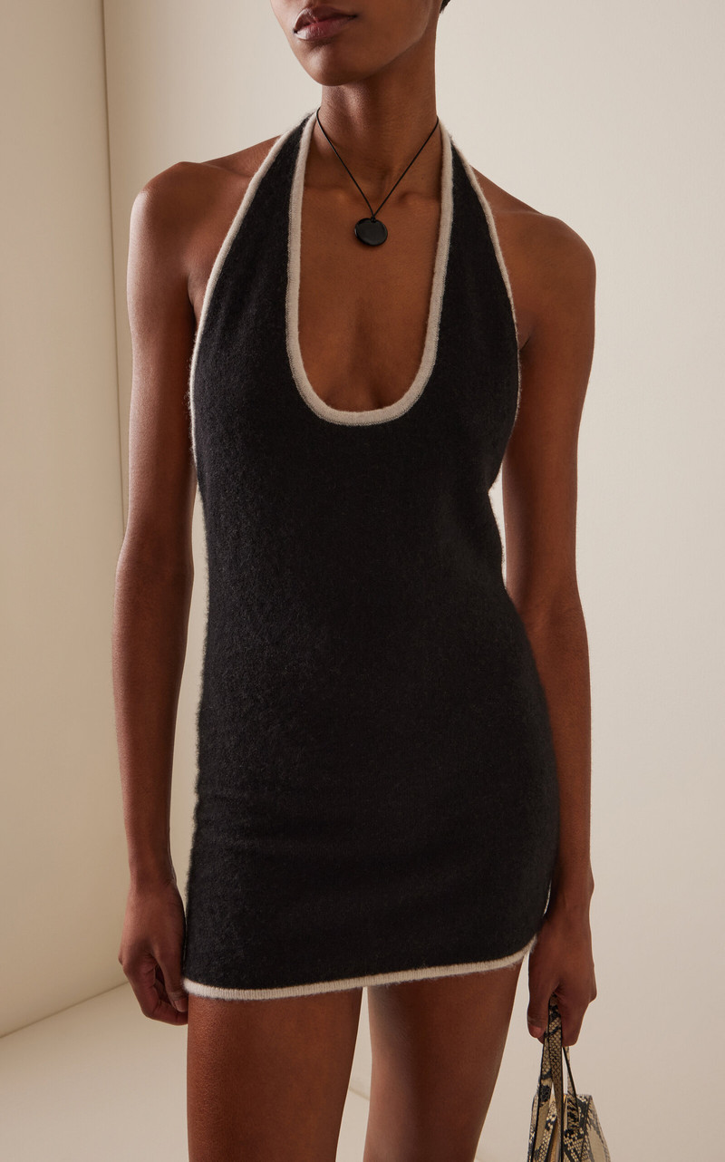 AYA MUSE Vian Cashmere-Silk Dress black/white outlook