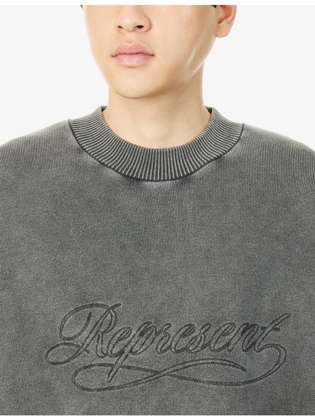 Stamped Faded-Wash Knitted Jumper - 5