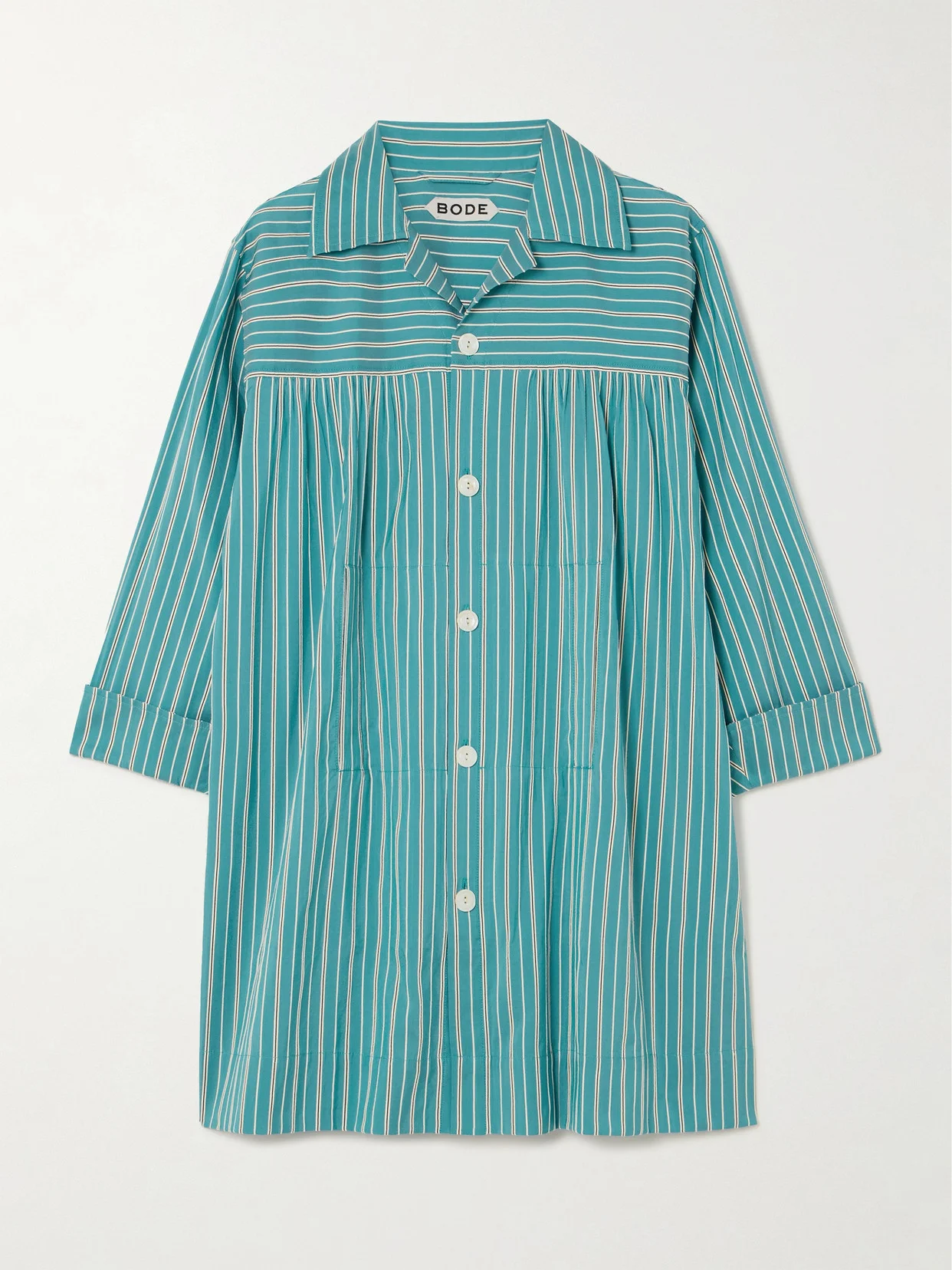 Shore Stripe Quincy Cotton-blend Poplin Mini Shirt Dress - 1