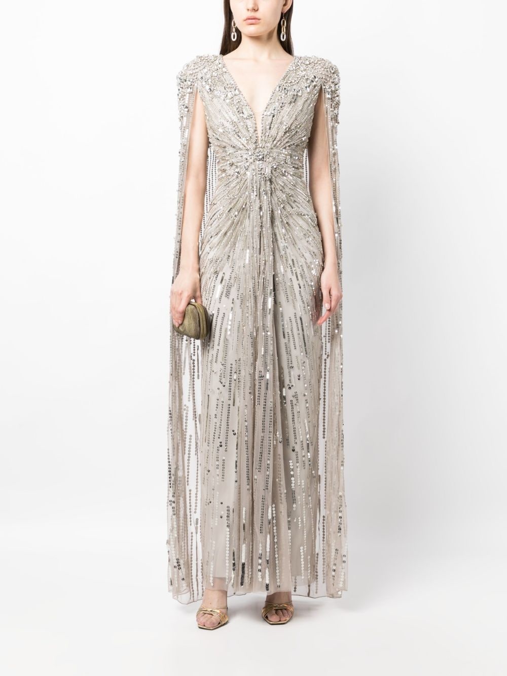 Lotus Lady embellished cape gown - 2