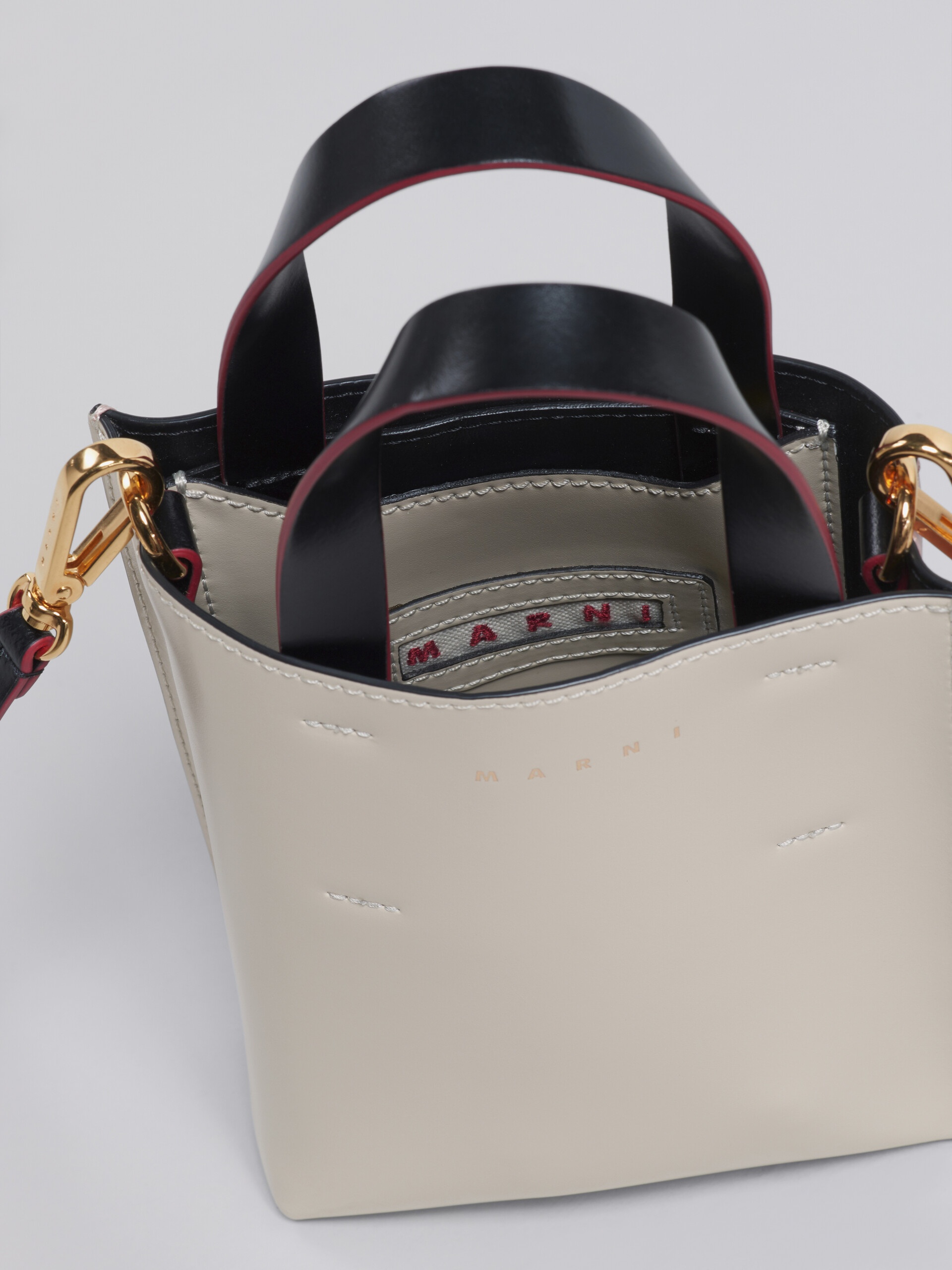 MUSEO NANO BAG IN BEIGE AND PINK SHINY LEATHER - 3