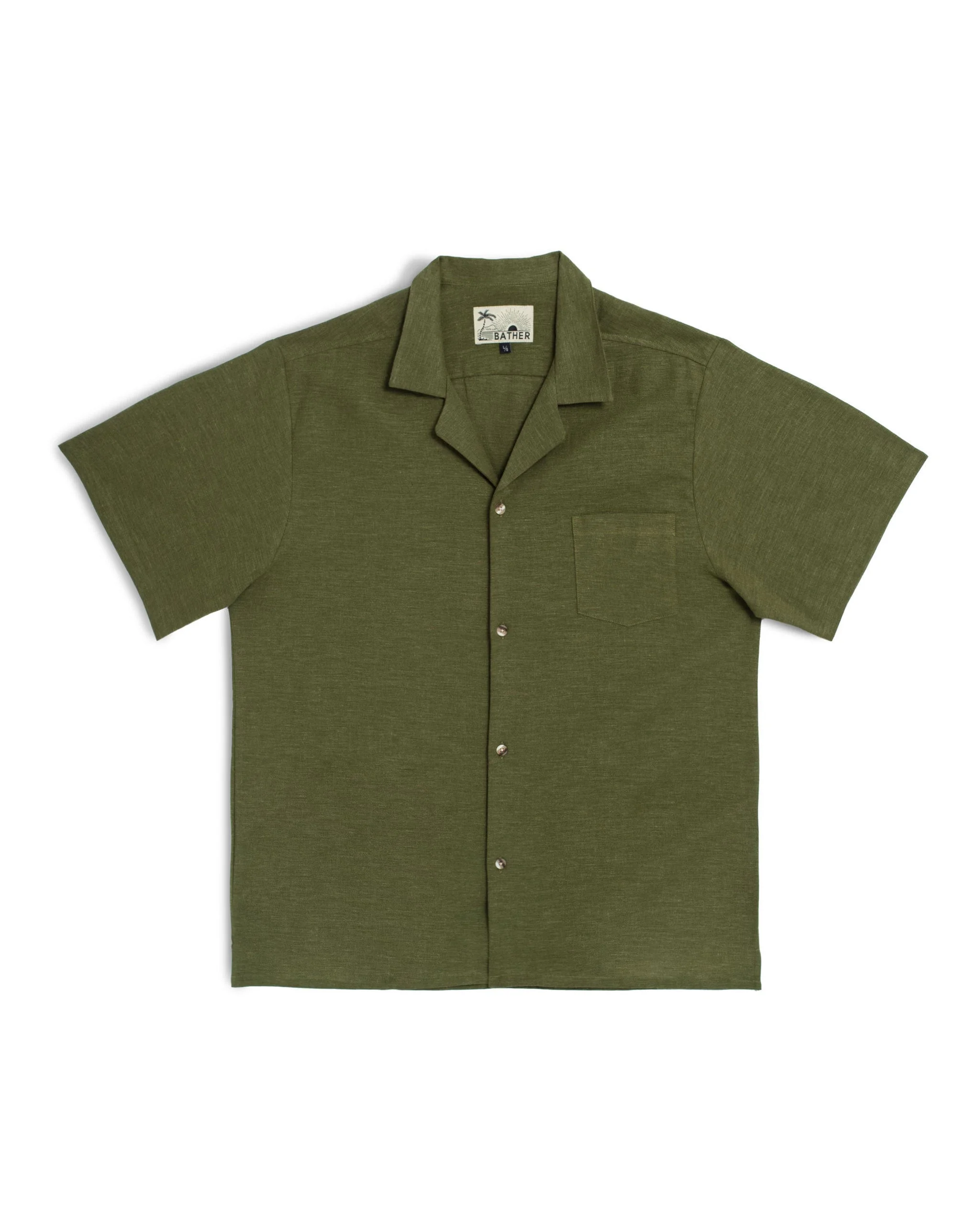 Olive Linen Camp Shirt - 1