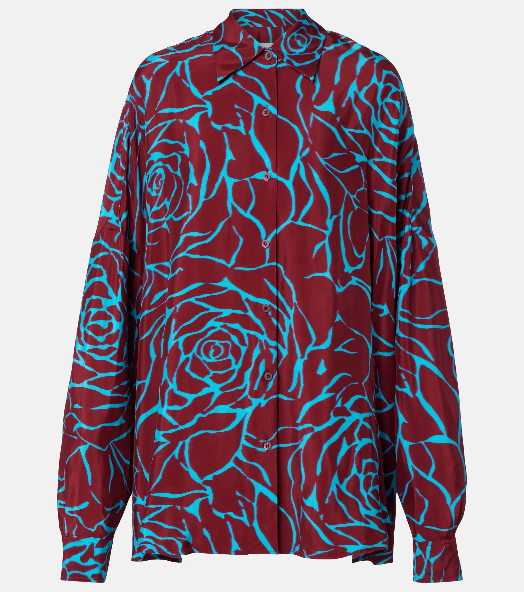 Printed oversized satin shirt - 1
